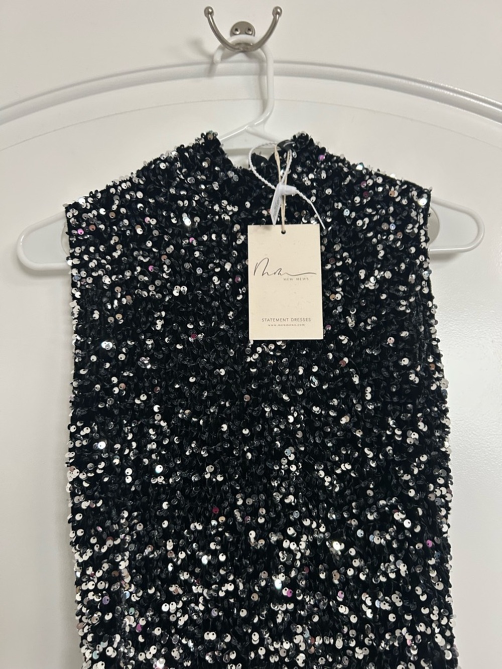 Mew Mews Sequin Sparkling Sleeveless Mini Dress Size M NWT Chic Wedding 90s Glam - Picture 5 of 14